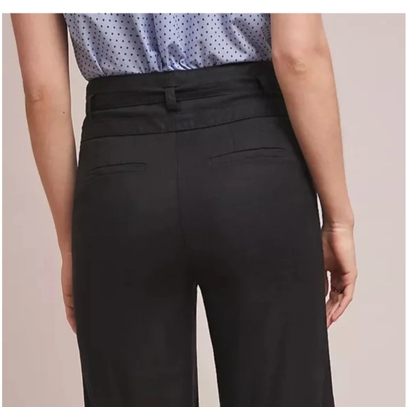 NWT Anthropologie Black Wide Leg Linen Belted Pants 14 - Picture 3 of 13